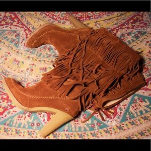Michael Kors FRINGE SUEDE Heeled Boots/NIB